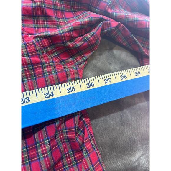 Eddie Bauer Shirt Adult XL Red Blue Plaid Long‎ Sleeve Button Front Mens - Picture 5 of 6